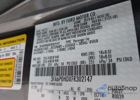 2015 Ford Fusion Se from USA, damaged, VIN 3FA6P0HDXFR302147